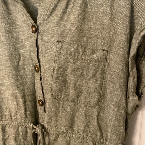 Time and Tru Olive Green Linen Blend Midi Dress - Picture 4 of 9